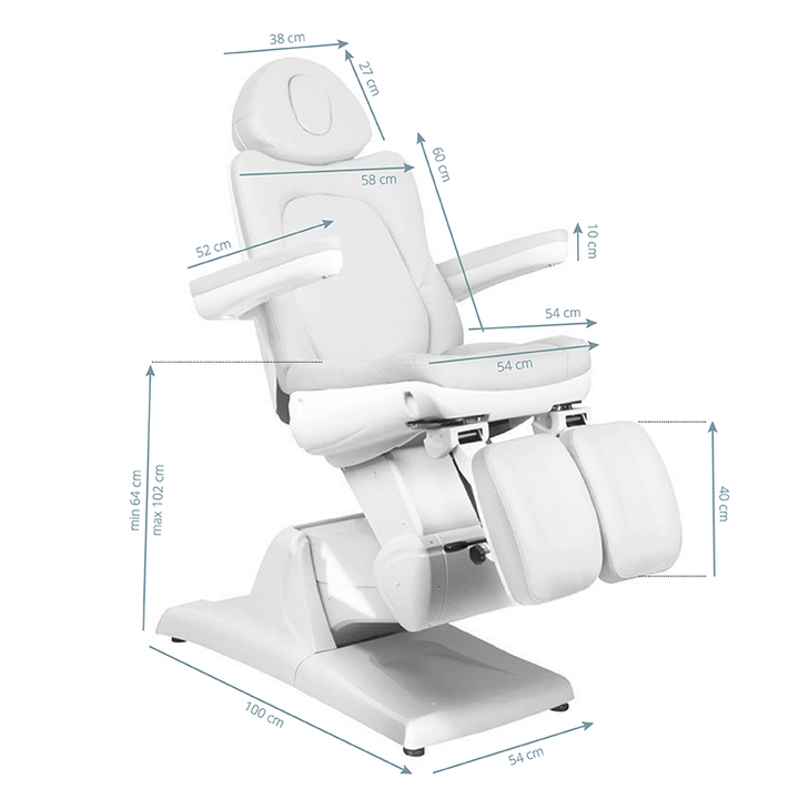 Behandelstoel Elektrisch Azzurro 870S Pedi 3 Motoren Wit - afbeelding 9