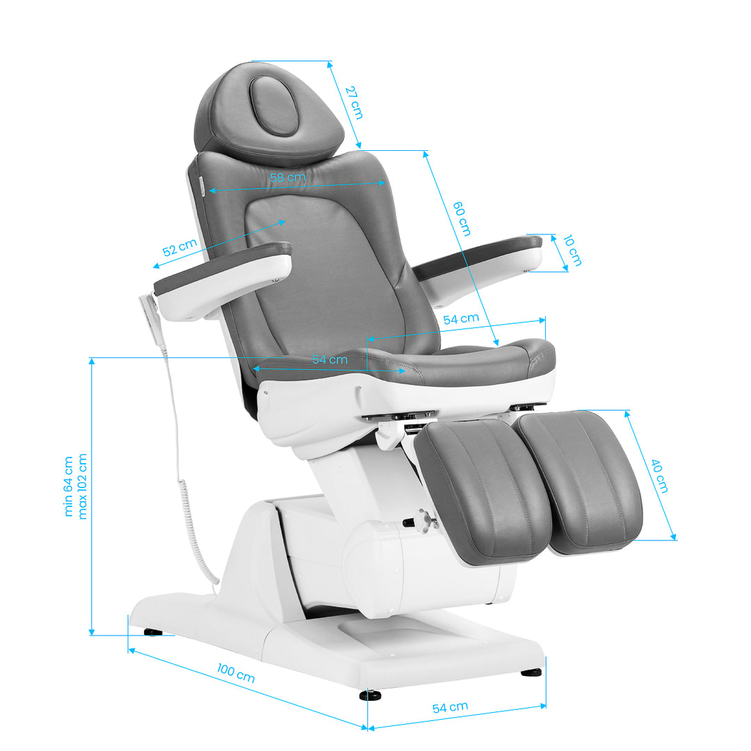 Behandelstoel Elektrisch Azzurro 870S Pedi 3 Motoren Grijs - afbeelding 22