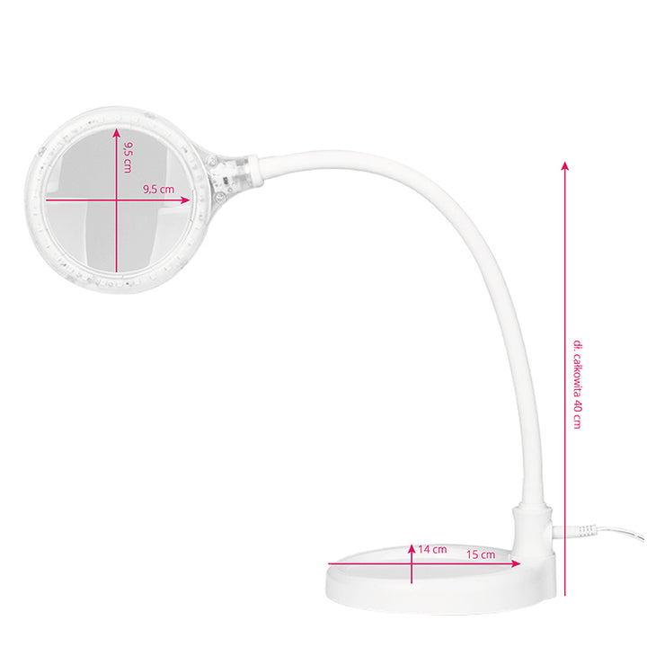 Loeplamp Elegante 2014-2R 30 SMD LED 3D Instelbare Lichtsterkte met Standaard en Tafelklem Wit 5