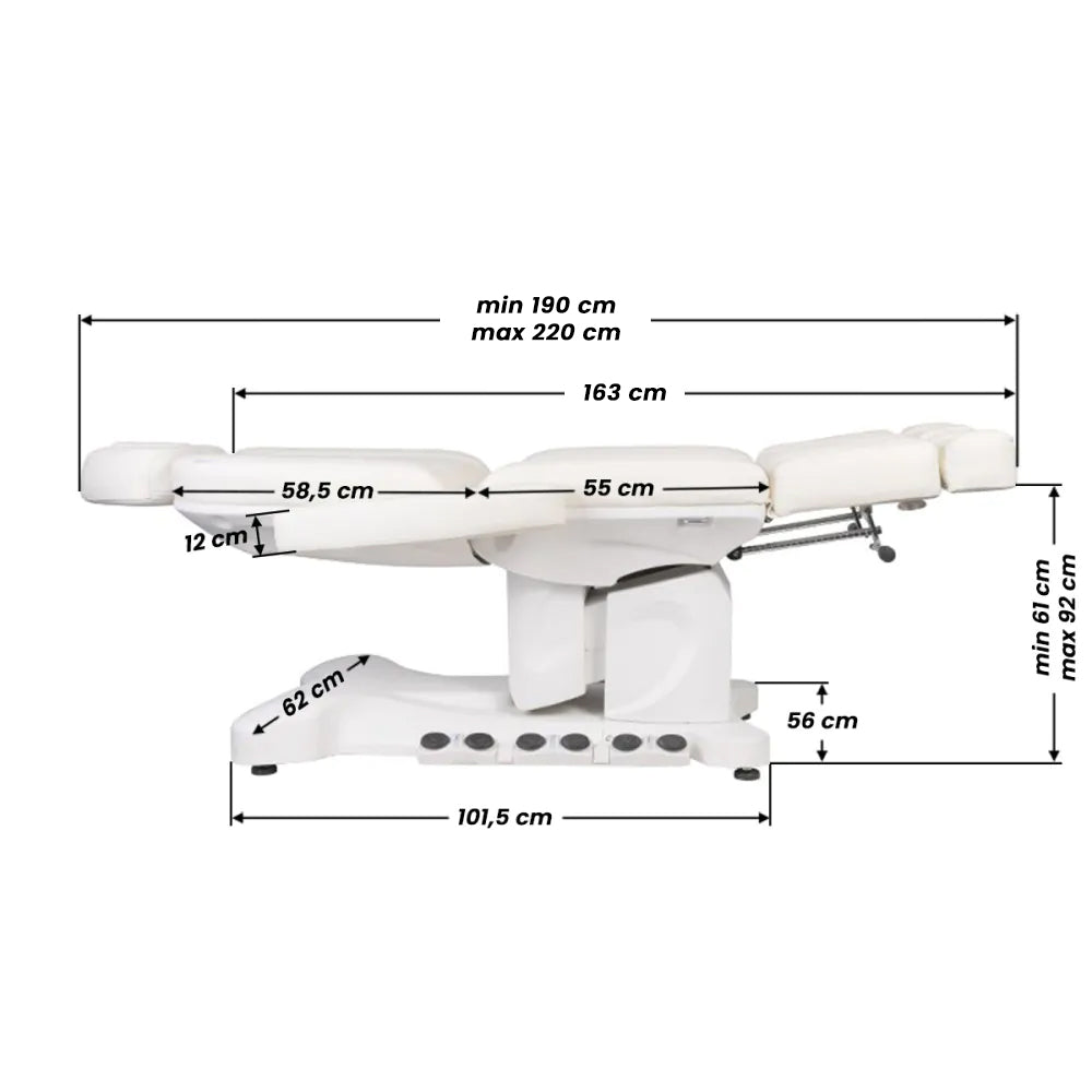 Behandelstoel Elektrisch Azzurro 708B 3 Pedi Pro Wit met Verwarming