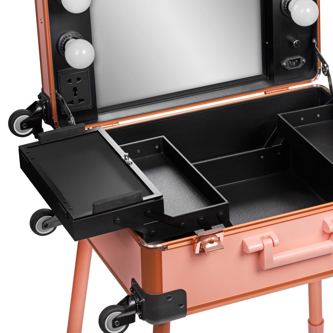 Make-up Koffer Mobiel Station T-27 met Verlichte Spiegel Roségoud - afbeelding 5