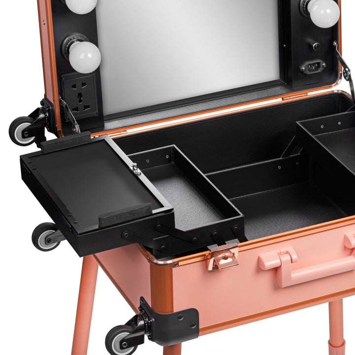 Make-up Koffer Mobiel Station T-27 met Verlichte Spiegel Roségoud - afbeelding 5