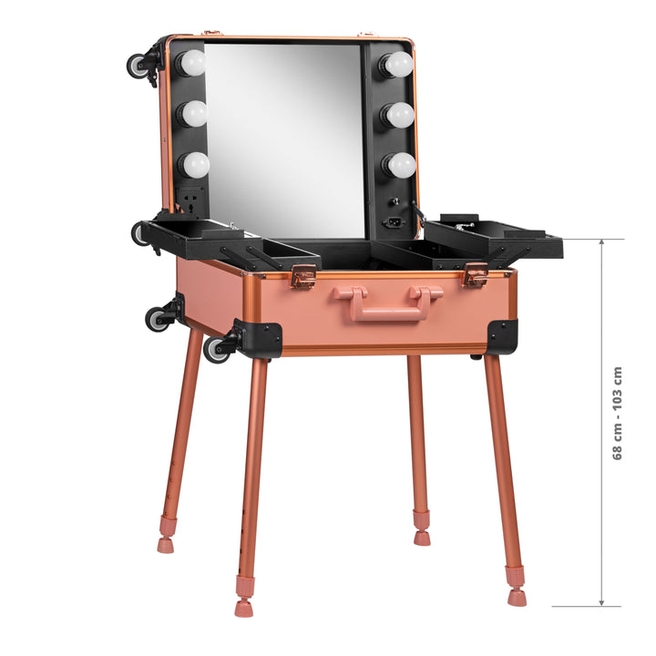 Make-up Koffer Mobiel Station T-27 met Verlichte Spiegel Roségoud - afbeelding 8