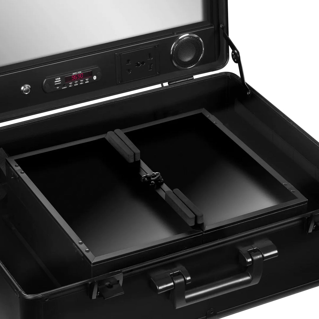Make-up Koffer Mobiel Station met Verlichte Spiegel en Speakers Zwart - afbeelding 5