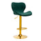 Barkruk met Rugleuning Fluweel Verstelbaar Draaibaar 4Rico QS-B15 Goud-Groen
