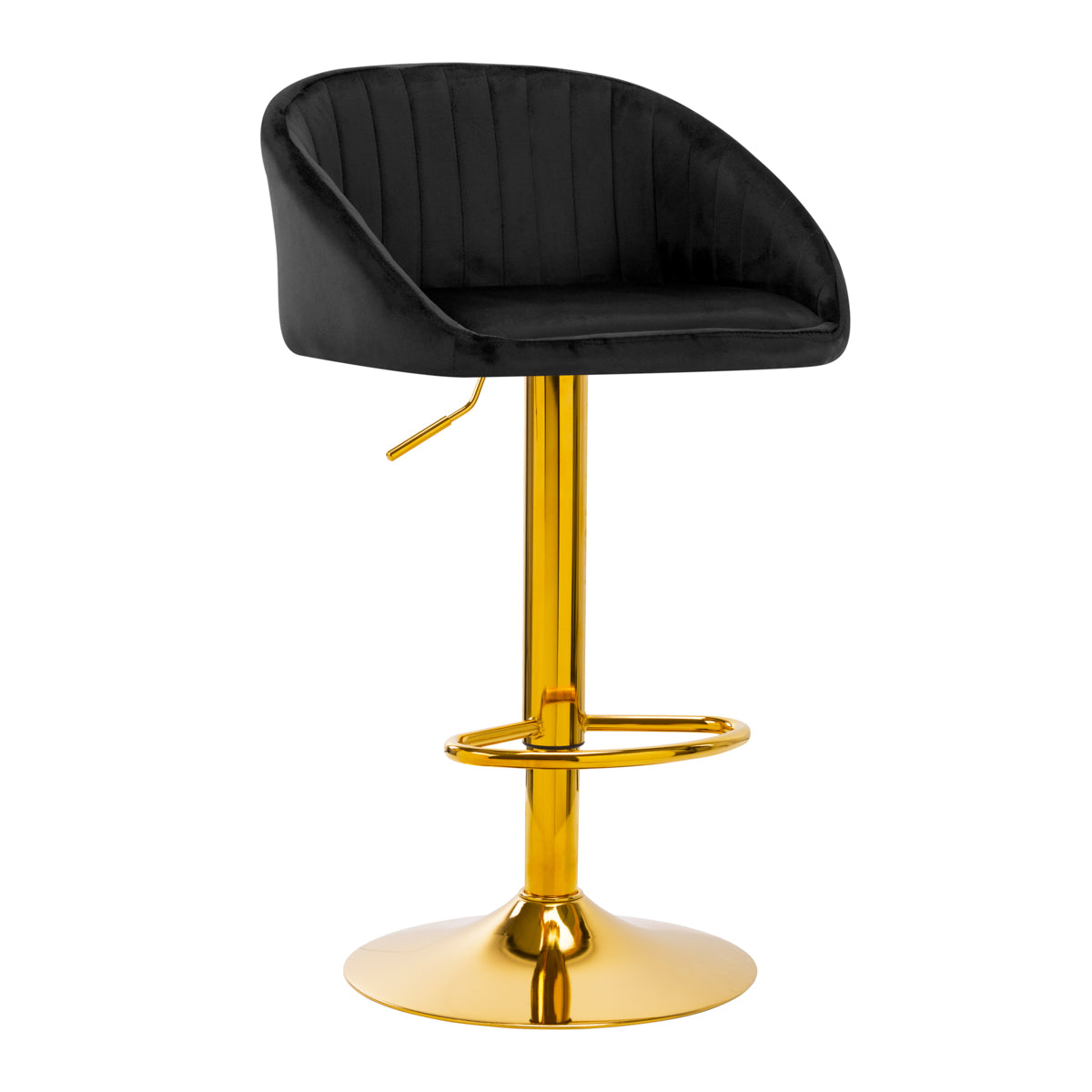 Barkruk met Rugleuning Fluweel Verstelbaar Draaibaar 4Rico QS-B16G Goud-Zwart