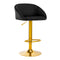 Barkruk met Rugleuning Fluweel Verstelbaar Draaibaar 4Rico QS-B16G Goud-Zwart