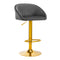 Barkruk met Rugleuning Fluweel Verstelbaar Draaibaar 4Rico QS-B16G Goud-Grijs