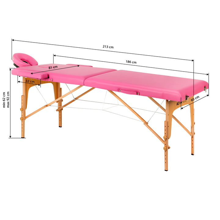 Massagetafel Inklapbaar Hout Komfort Activ Fizjo 2 Zones Roze - afbeelding 17
