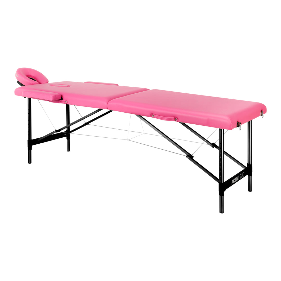 Massagetafel Inklapbaar Aluminium Komfort Activ Fizjo 2 Zones Roze-Zwart