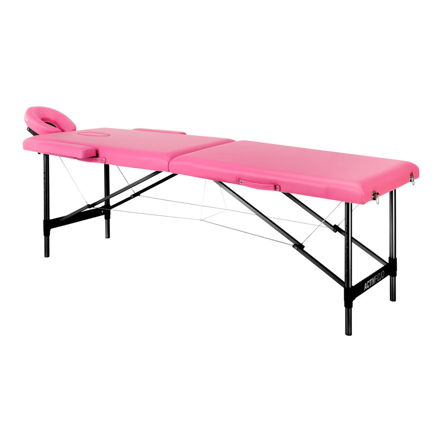Massagetafel Inklapbaar Aluminium Komfort Activ Fizjo 2 Zones Roze-Zwart