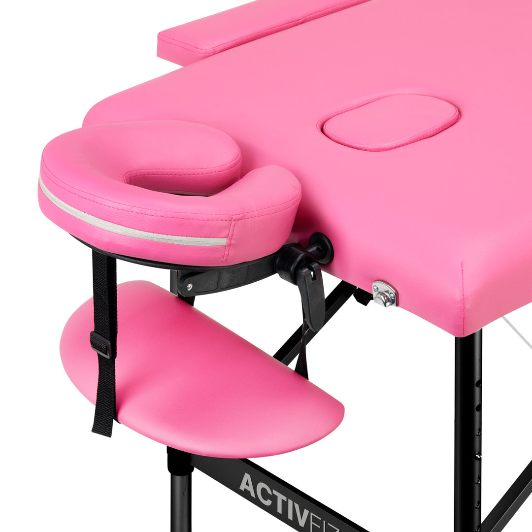 Massagetafel Inklapbaar Aluminium Komfort Activ Fizjo 2 Zones Roze-Zwart - afbeelding 3
