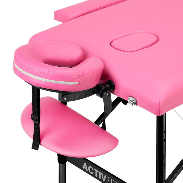 Massagetafel Inklapbaar Aluminium Komfort Activ Fizjo 2 Zones Roze-Zwart - afbeelding 3