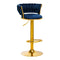 Barkruk met Rugleuning Fluweel Verstelbaar Draaibaar 4Rico QS-B313a Marineblauw