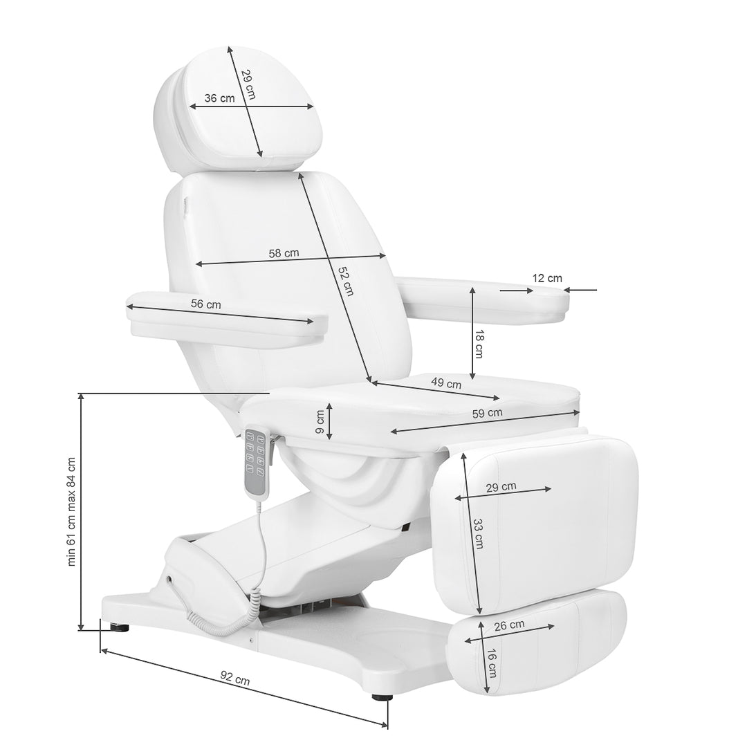 Behandelstoel Elektrisch Sillon Classic 4 Motoren Kantelbaar Wit - afbeelding 21