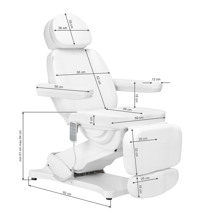 Behandelstoel Elektrisch Sillon Classic 4 Motoren Kantelbaar Wit - afbeelding 21