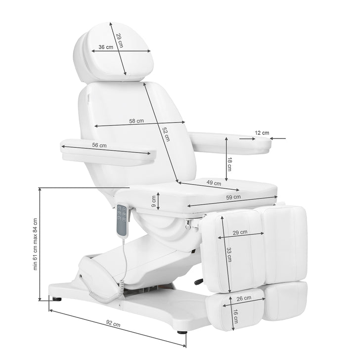 Behandelstoel Elektrisch Sillon Classic 3 Motoren Kantelbaar Wit - afbeelding 21