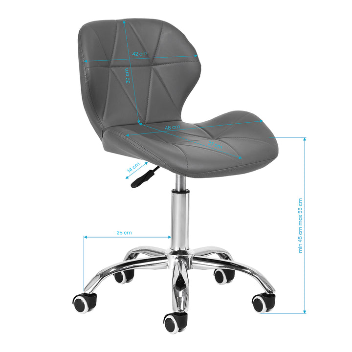 Salonstoel met Wielen Verstelbaar 4Rico QS-06 Grijs