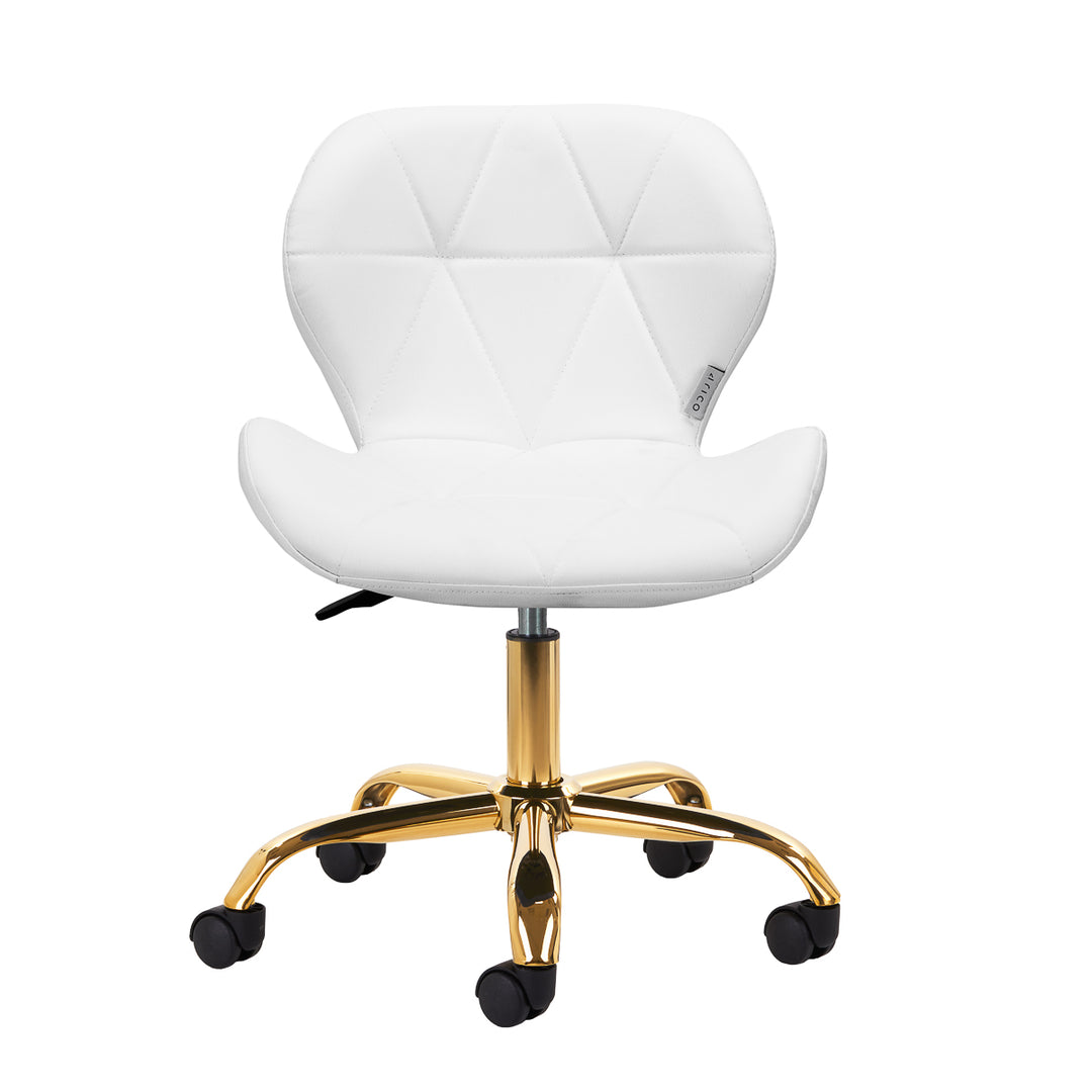 Salonstoel met Wielen Verstelbaar 4Rico QS-06 Goud-Wit - afbeelding 2