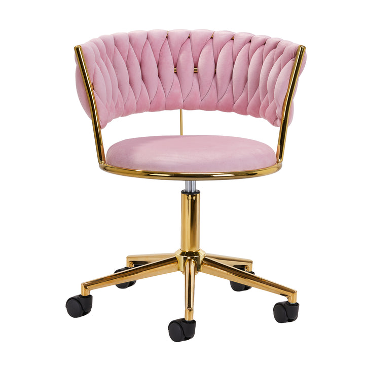 Salonstoel met Wielen Fluweel 4Rico QS-GW01G Roze