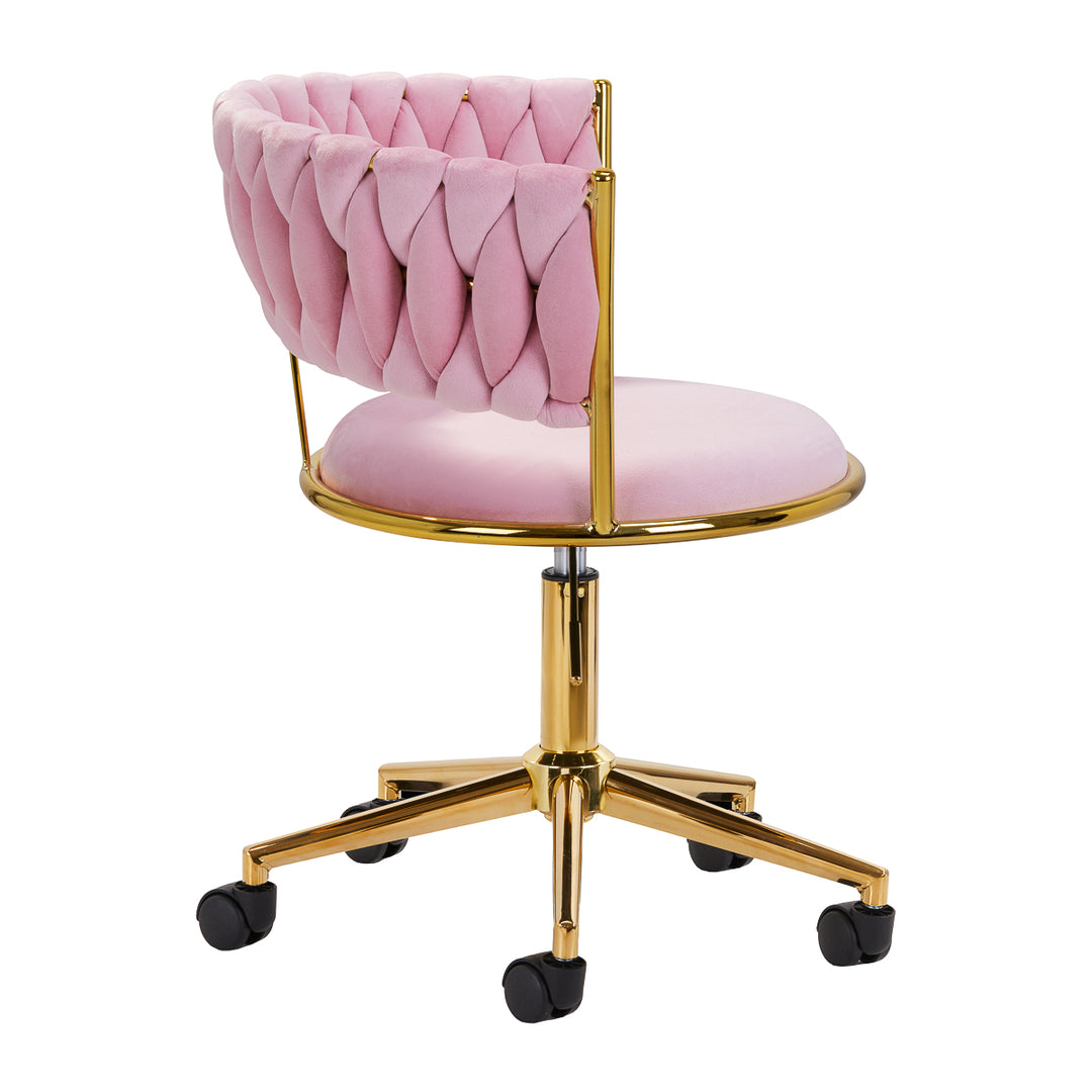 Salonstoel met Wielen Fluweel 4Rico QS-GW01G Roze