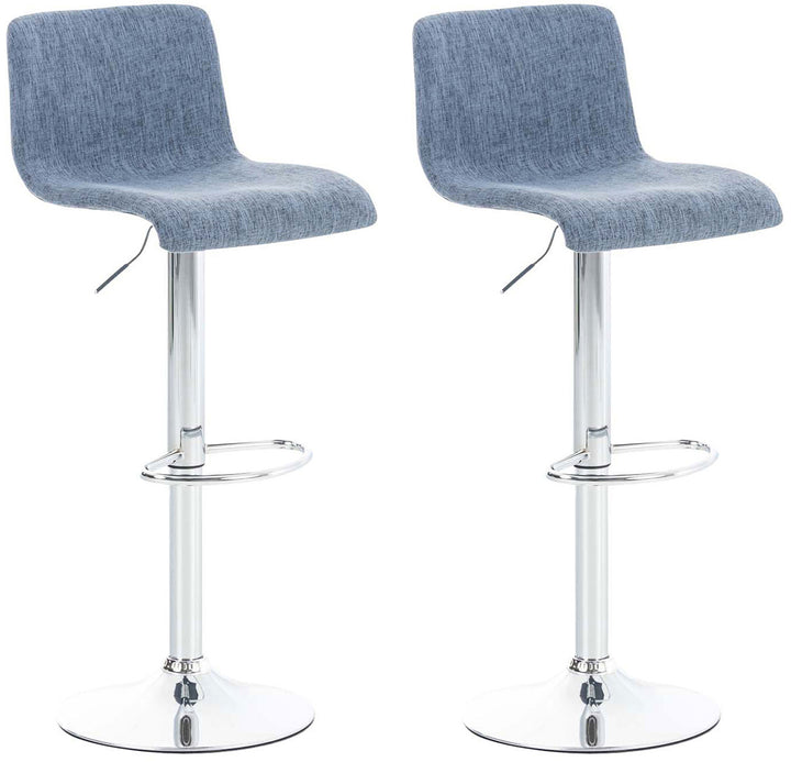 Set van 2 Barkrukken met Rugleuning Stof Verstelbaar Draaibaar 105 Blauw