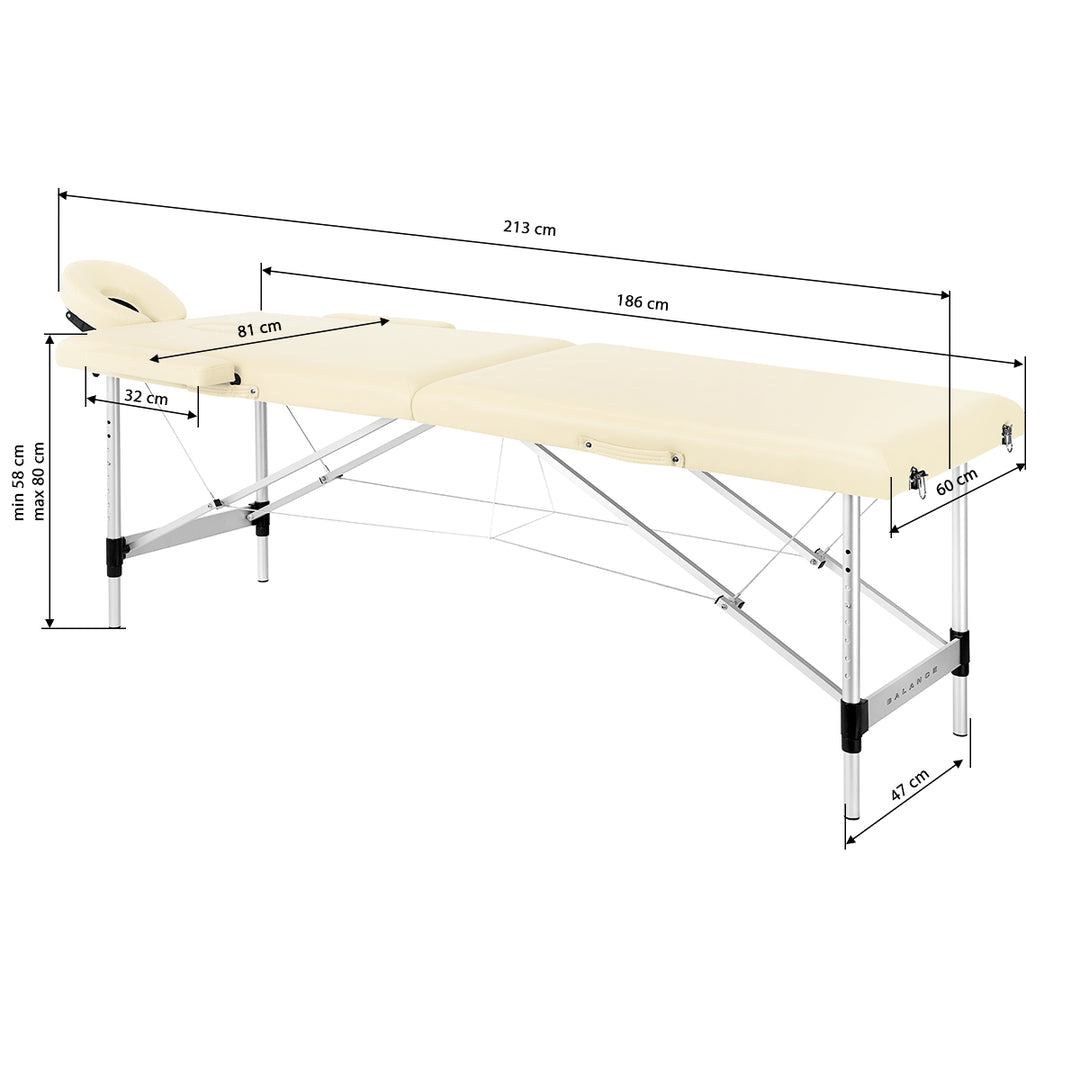 Massagetafel Inklapbaar Aluminium Balance 2 Zones Crème - afbeelding 17