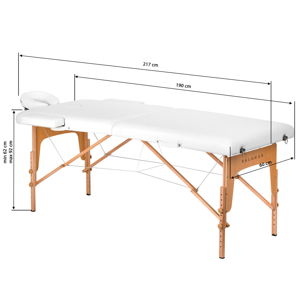 Massagetafel Inklapbaar Beukenhout Balance 2 Zones Wit - afbeelding 17