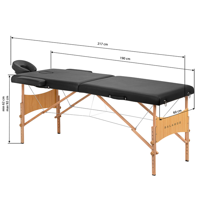Massagetafel Inklapbaar Beukenhout Balance 2 Zones Zwart - afbeelding 16