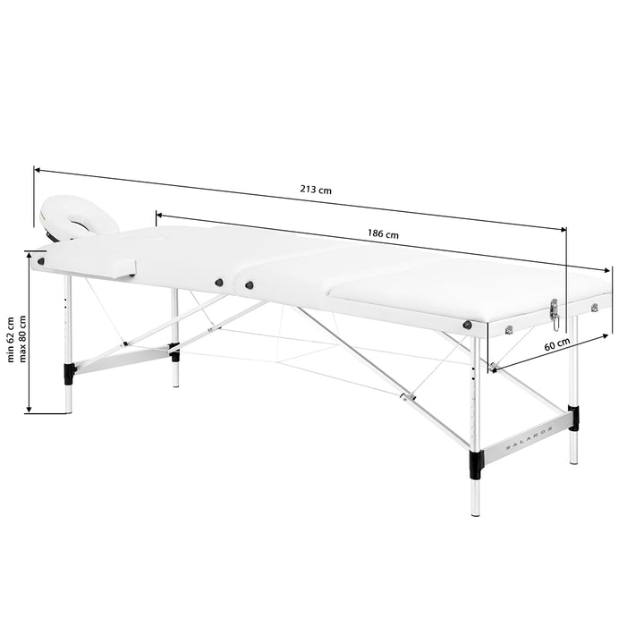 Massagetafel Inklapbaar Aluminium Balance 3 Zones Wit - afbeelding 18