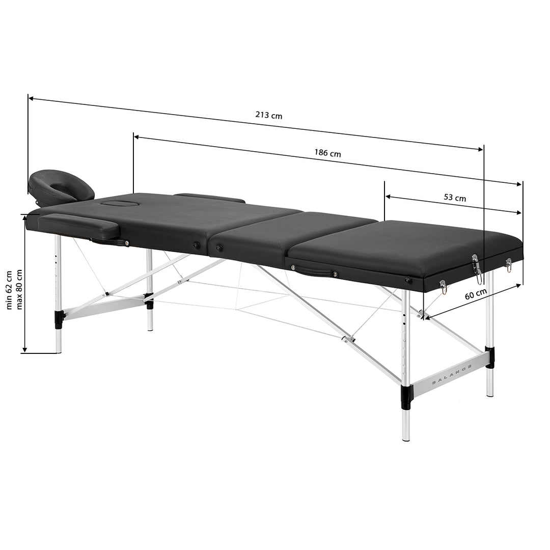 Massagetafel Inklapbaar Aluminium Balance 3 Zones Zwart - afbeelding 18