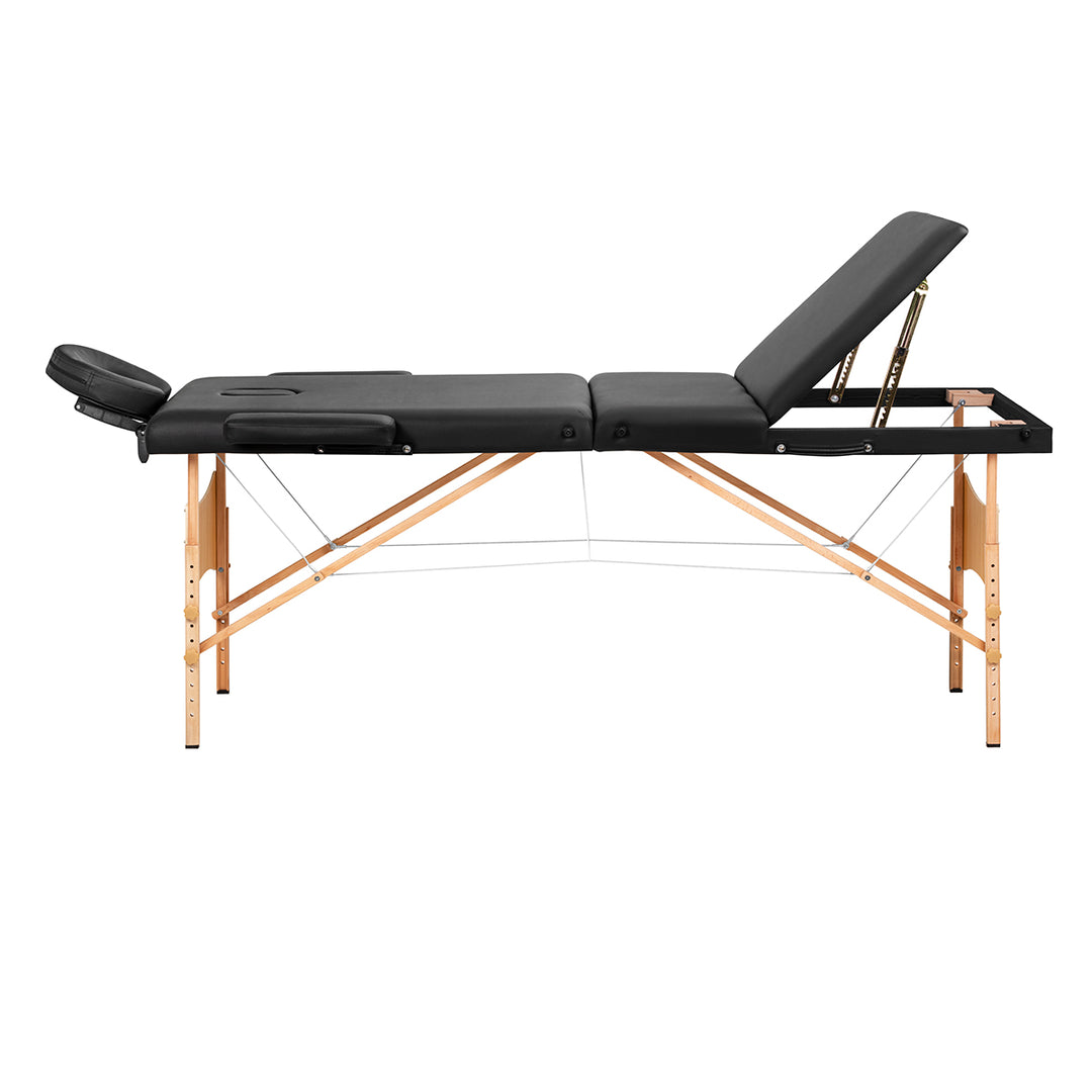 Massagetafel Inklapbaar Beukenhout Balance 3 Zones Zwart - afbeelding 3