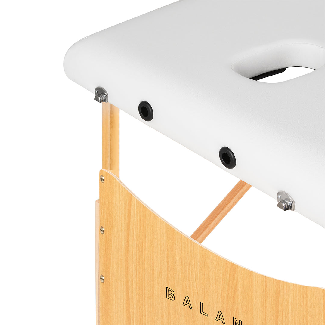 Massagetafel Inklapbaar Beukenhout Balance Lux 2 Zones Wit - afbeelding 4
