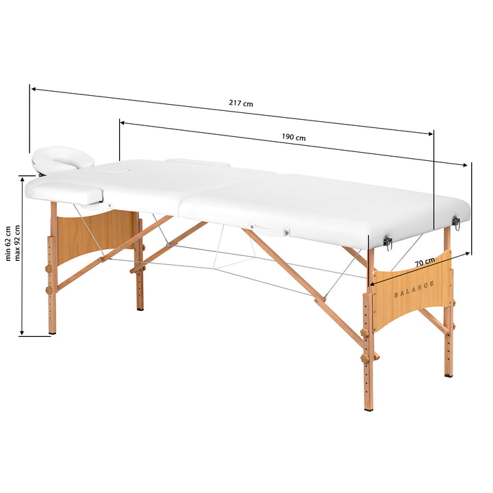 Massagetafel Inklapbaar Beukenhout Balance Lux 2 Zones Wit - afbeelding 17