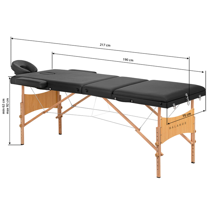 Massagetafel Inklapbaar Hout Balance Lux 3 Zones Zwart - afbeelding 18