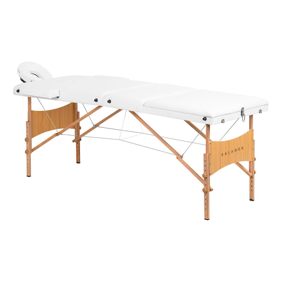 Massagetafel Inklapbaar Beukenhout Balance Lux 3 Zones Wit