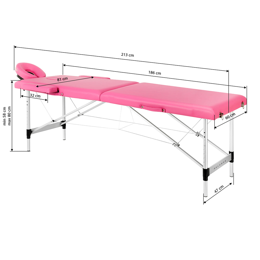 Massagetafel Inklapbaar Aluminium Balance 2 Zones Roze - afbeelding 17