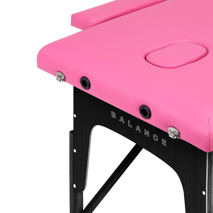 Massagetafel Inklapbaar Beukenhout Balance 2 Zones Roze - afbeelding 5