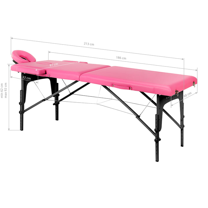 Massagetafel Inklapbaar Beukenhout Balance 2 Zones Roze - afbeelding 17