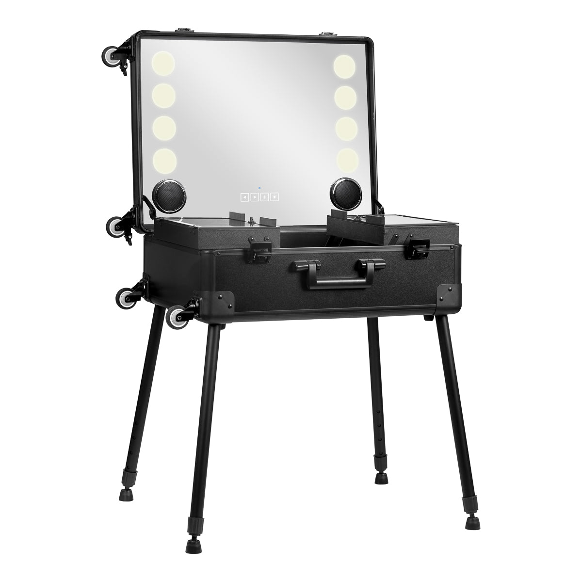 Make-up Koffer Mobiel Station Plus met Verlichte Spiegel en Speakers Zwart