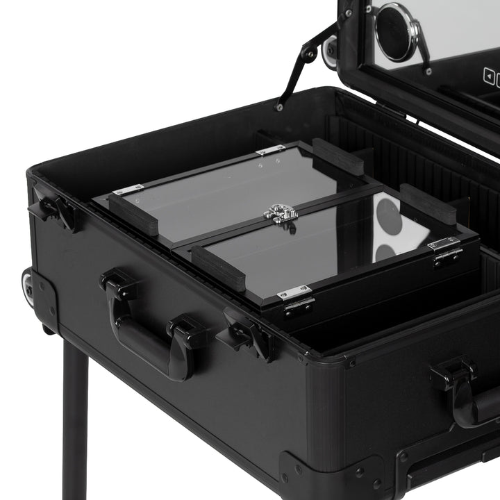 Make-up Koffer Mobiel Station Plus met Verlichte Spiegel en Speakers Zwart - afbeelding 9