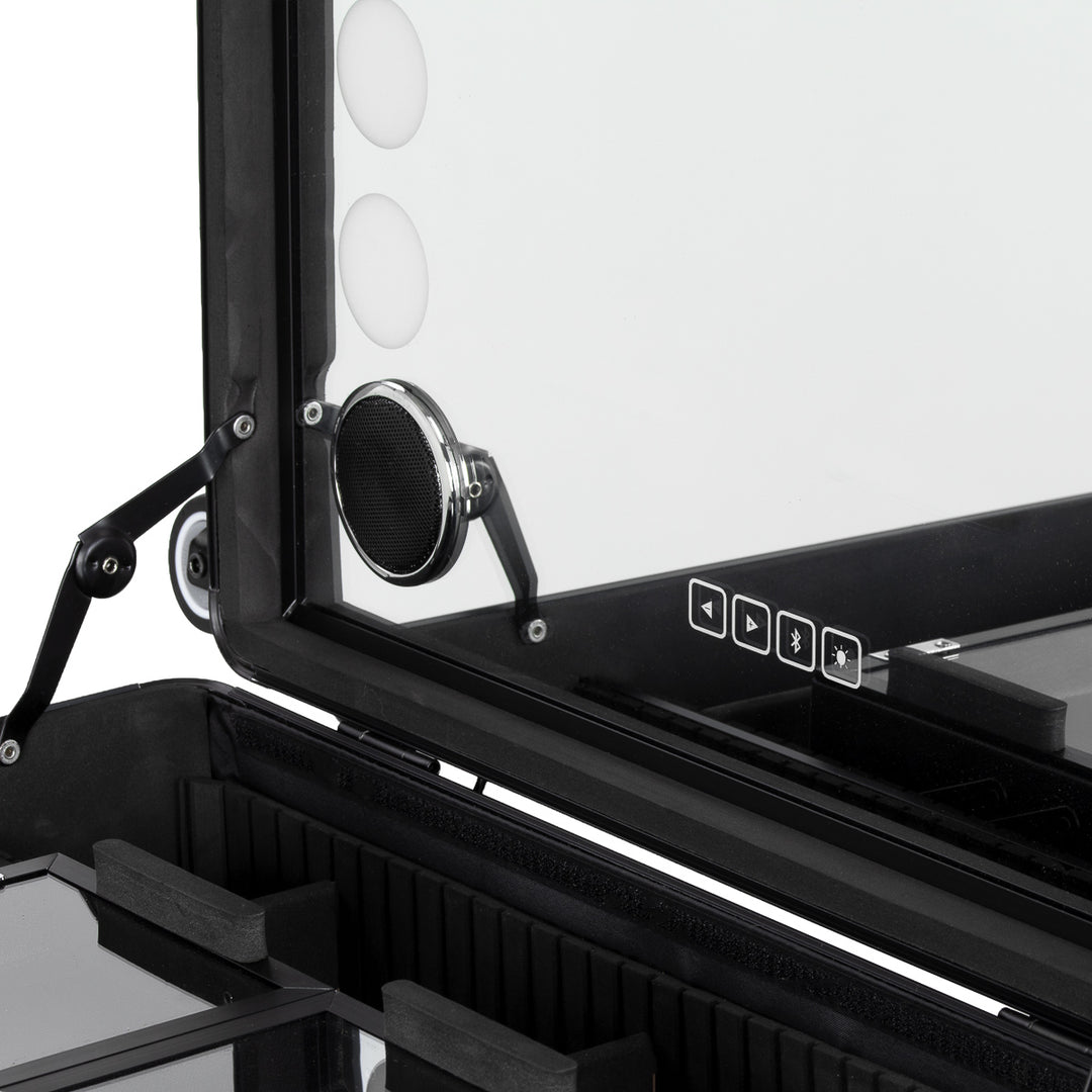 Make-up Koffer Mobiel Station Plus met Verlichte Spiegel en Speakers Zwart - afbeelding 10