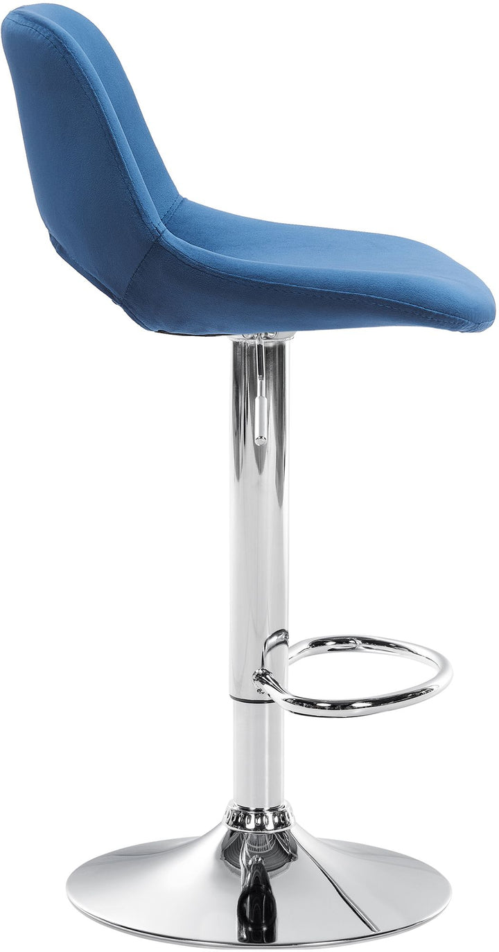 Set van 2 Barkrukken met Rugleuning Fluweel Verstelbaar Draaibaar 106 Blauw - afbeelding 6