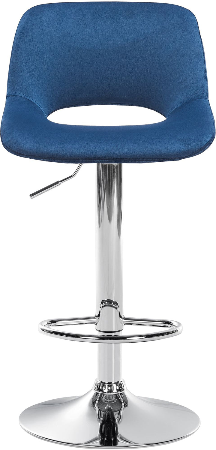 Set van 2 Barkrukken met Rugleuning Fluweel Verstelbaar Draaibaar 106 Blauw - afbeelding 5